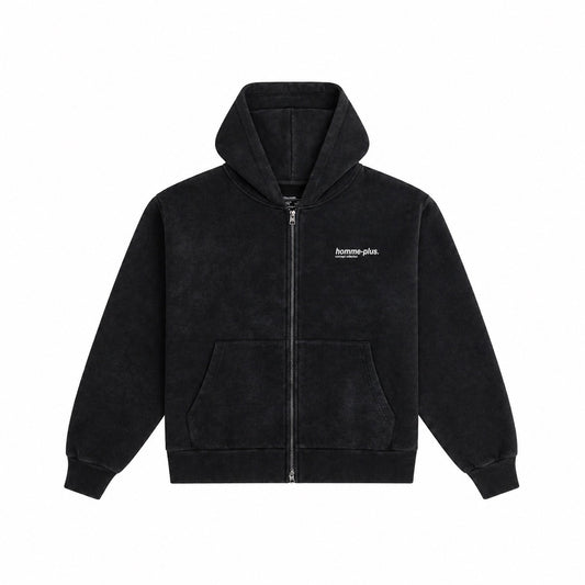 Stonewashed Boxy Zip-Up Hoodie