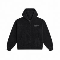 Stonewashed Boxy Zip-Up Hoodie
