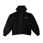 Stonewashed Script Zip-Up Hoodie